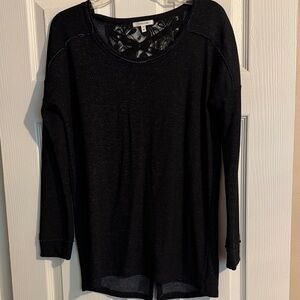Maurices Black Long Sleeve Top with Lace Detail